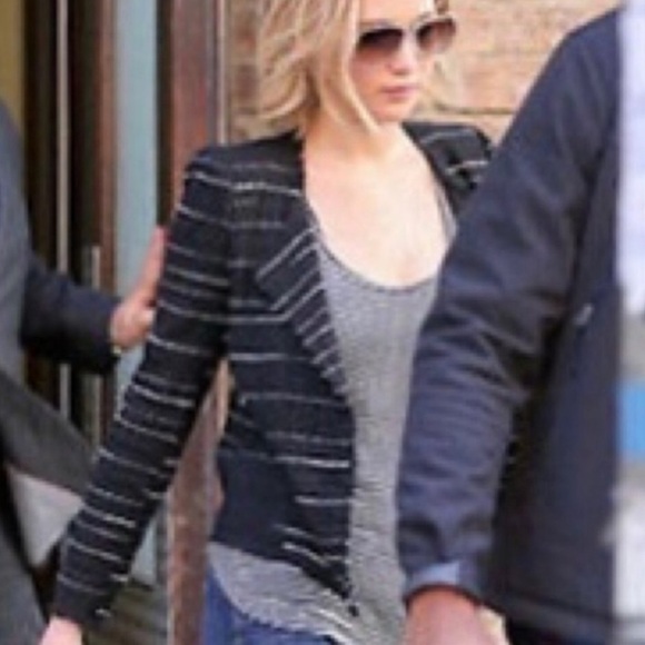 Isabel Marant Black Tweed Striped Glenn Jacket Medium - Picture 10 of 16